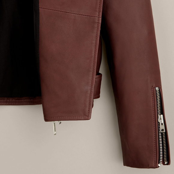 ALL SAINTS HARLAND LEATHER JACKET BORDEAUX RED - Picture 5 of 8